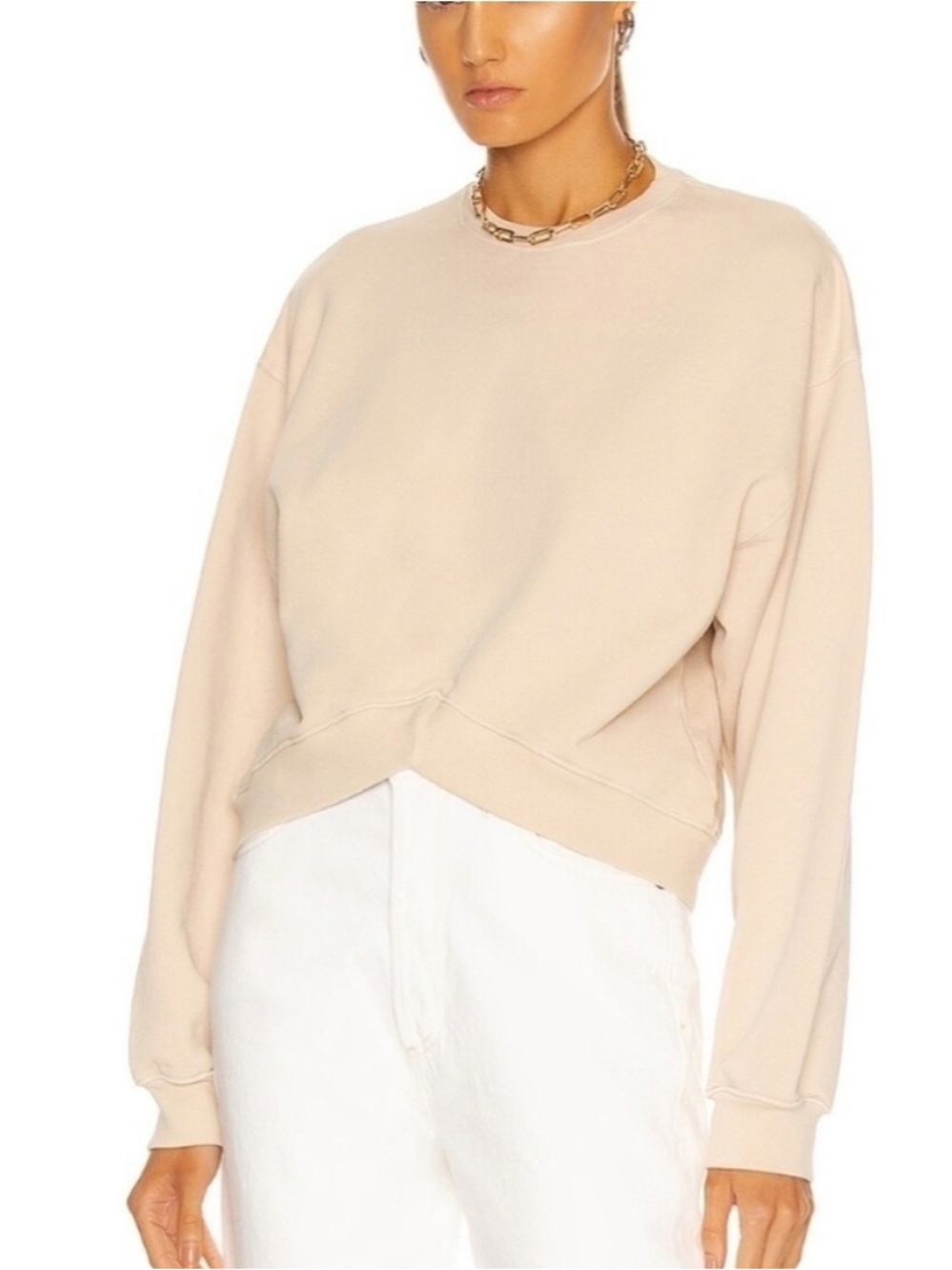 AGOLDE Chevron Sweatshirt - Cashew Milk - Size Small